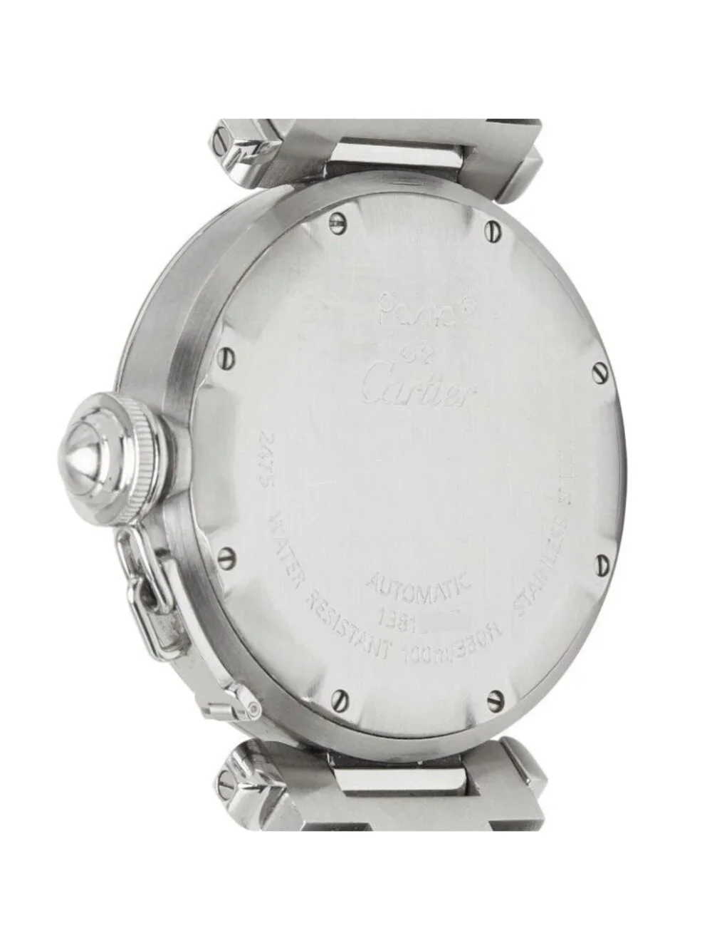Cartier Pasha C Big Date Watch Black Silver Stainless Steel